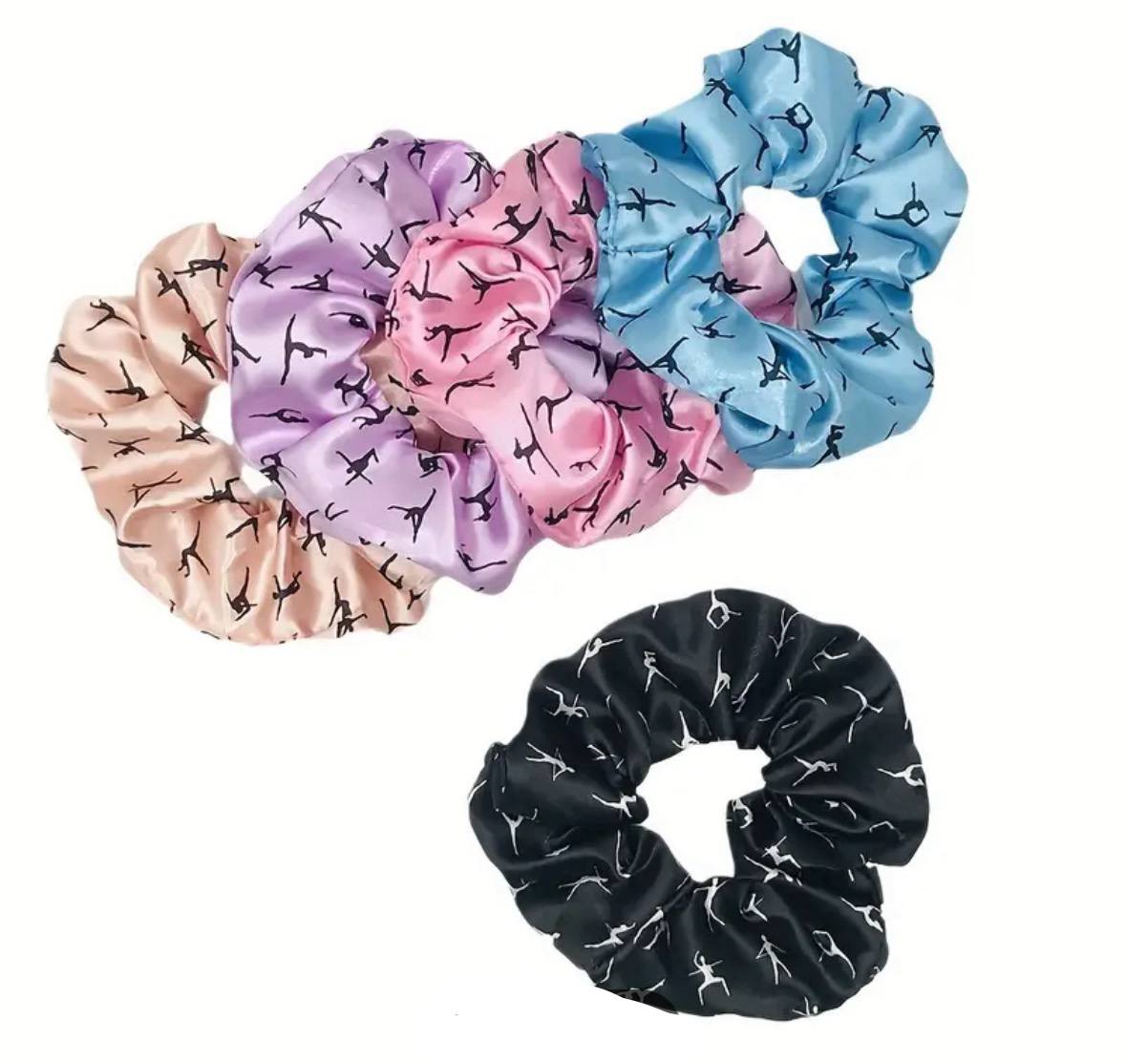 Satin Dance Scrunchies – Dance Silhouette Print - 2 Pack