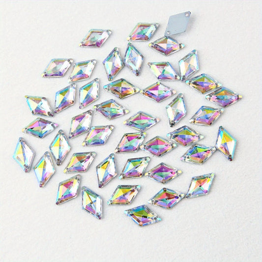 Crystal AB Rhombus Shaped Rhinestones (13x18mm)