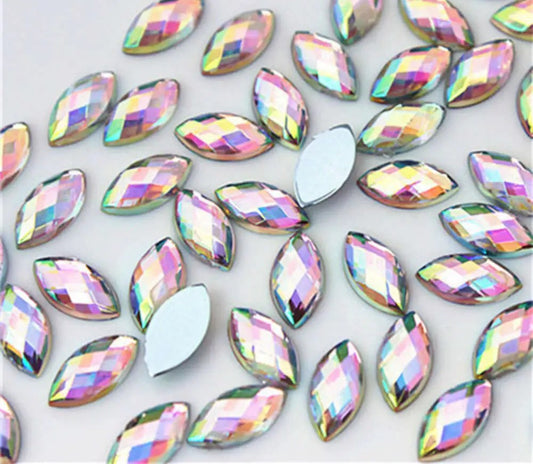 Ab Crystal Horse Eyes Flatback Rhinestones (6 x 12mm)